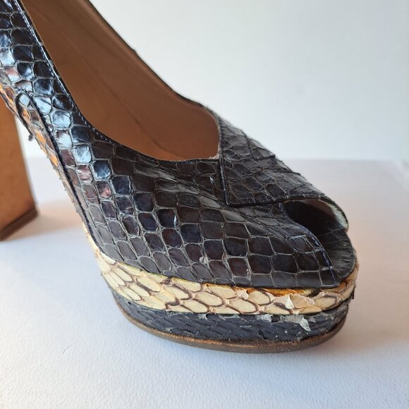 Miu Miu Runway Python Dark Blue Platform Heels Shoes Size 36 / US 6 - Picture 9 of 16